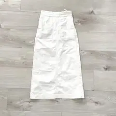 アバハウス スカート Aライン タイト ロング 白 無地 スリット ウエストゴム