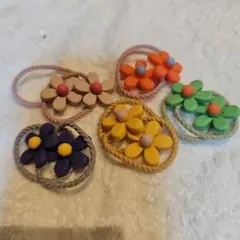 可愛いお花のヘアゴム まとめ売り 5点 カラフル 髪留め キッズ 女の子