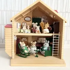 希少✨シルバニア　初期 アイボリーネズミ グレーうさぎ シマリス ジオラマ