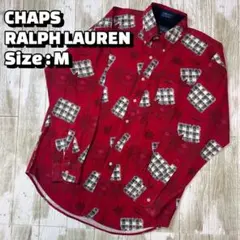 CHAPS RALPH LAUREN 総柄 長袖シャツ M レッド