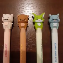 動物キャラクターハイライター4色とステッカーのセットのサムネイル