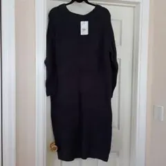 イェッカヴェッカ　チャコールグレー　ボトルネック ニットワンピース 長袖