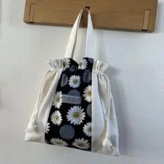 巾着バッグ　巾着トートバッグ　ミニバッグ　ハンドメイド　花柄【215】