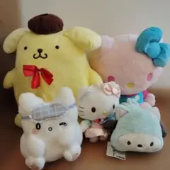 サンリオ　ぬいぐるみ　５体　ポムポムプリン　キティー　はなまるおばけ　ポチャッコ