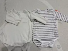 アカチャンホンポ いつものロンパース 2枚セット 長袖　白・ベージュ 70サイズ