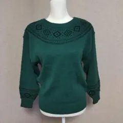 クルーネックニット グリーン M