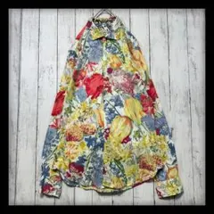 【GANESH☆10周年限定品】ボタニカル☆花柄シャツ☆総柄☆長袖　赤白黄色　Mのサムネイル