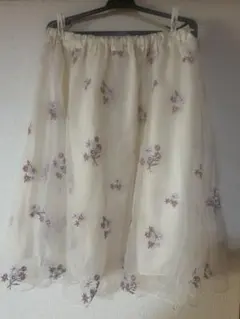 レディース　ウエストゴム　膝丈　Lサイズ　チュールスカート