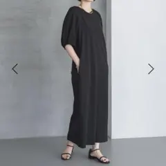 マチャットピケVネックロングドレスワンピースmachatt ブラック 黒