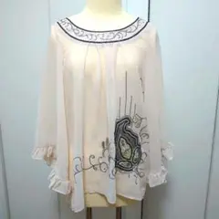 【Bou Jeloud】ビーズ刺繍 シフォンブラウス Mのサムネイル