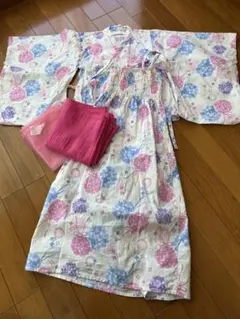 ワンピースにもなる 2way 簡単着付け 浴衣4点セット 120㎝