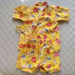 美品⭐️ 甚平 浴衣 ベビー キッズ 【90cm】 風鈴柄コットン イエロー 夏
