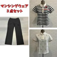 マンシングウェア♡ゴルフポロシャツ ゴルフパンツ レッドホワイト 