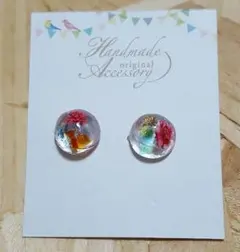 No.111 ドライフラワーと琉球ガラスピアス