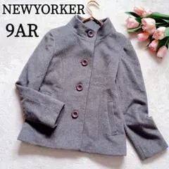 ■ニューヨーカー■バスケットボタン/ハーフコート/カシミヤ混/L