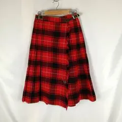 Royal Ascot　ウール　巻きスカート　レッド　ブラック　B3565