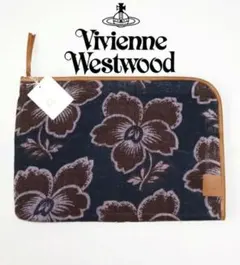 新品【ヴィヴィアンウエストウッド】麻 フラワー柄セカンドバッグ クラッチバッグ