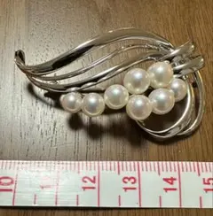 美品 MIKIMOTO ミキモト本真珠 アコヤ真珠 ピンブローチ ke※