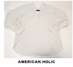未使用 タグ付き AMERICAN HOLIC ストライプ柄 長袖 トップス