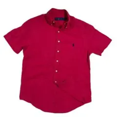 100%リネンPoloラルフローレン半袖ボタンダウンシャツ赤XL - メルカリ
