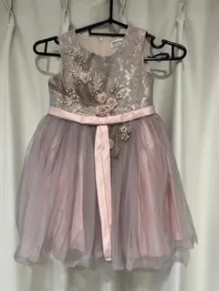 キッズ フレアドレス ピンク グレー