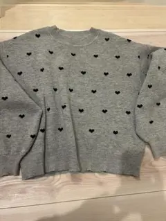 GRL グレイル ハート柄 ニット トップス フリーサイズ グレー ブラック