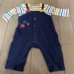 ミキハウスストライプ柄 車刺繍ロンパース 70cm未満