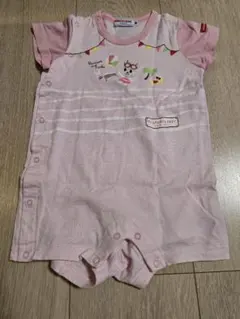 ミキハウス　ピンク　半袖ロンパース 80サイズ