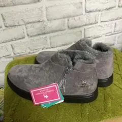 【新品】Polo club❣️ショートあったかボアブーツ⭐︎スェード調　グレー