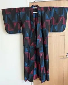 ウール着物　幾何学模様