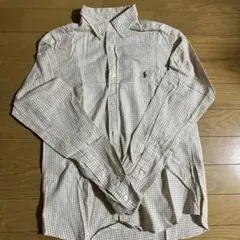 ラルフローレン　長袖 ギンガムチェックシャツ スリムフィット　ベージュ
