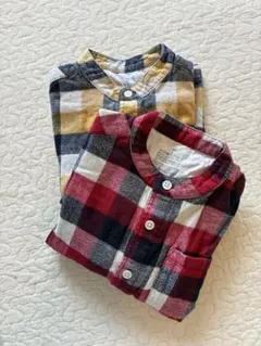 無印 長袖 チェックシャツ 2枚セット 100