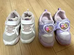 キッズシューズピンク ➕ パープルラプンツェル光る 18cm セット