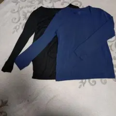 長袖Tシャツと長袖アンダーシャツ2枚セット(黒・青) ヒートテック