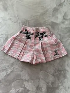 ピンクチェック プリーツキュロットスカート　90cm