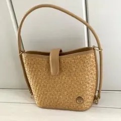 ベージュ ラフィア ハンドバッグ