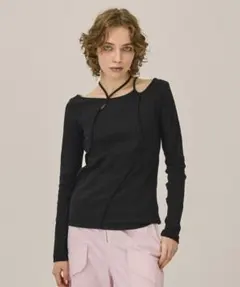 andmary Angie ribbon tank black - メルカリ