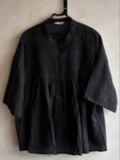 Samansa Mos2 黒 五分袖シャツ