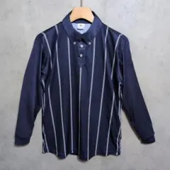 ミズノ ストライプ 長袖シャツ ボタンダウン ストレッチ ゴルフ ウェアL　美品