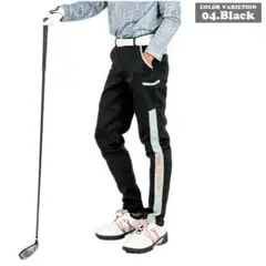 秋新作■4way ストレッチ ジョガーパンツ ゴルフパンツ 黒/L GOLF