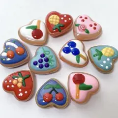 bm865/ガラスビーズ◇ハートの中に色々な柄　10個