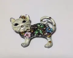 【おまとめ200円引】猫 ブローチ 花 キャット ネコ