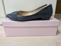 DIANA パイソン柄 フラットシューズ パンプス ネイビー 23cm