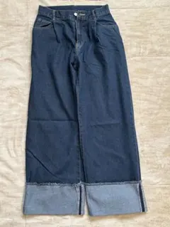 ワイドストレートターンバックデニム