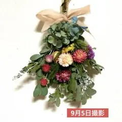 ✳️アナベル＆彩り小花のドライフラワースワッグ インテリア - メルカリ