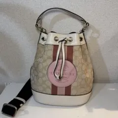 超美品COACH デンプシー　シグネチャー 2way ショルダーバッグ ピンク 2026年最新】デンプシー ピンクの人気アイテム - メルカリ