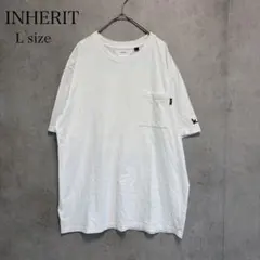 【INHERIT】バックプリントTシャツ Lサイズ ホワイト ポケットTシャツのサムネイル