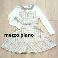 新品 mezzo piano ウサギ転写プリント 衿つきカットワンピース 130