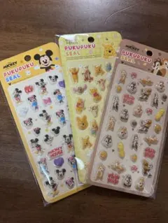 ミッキー・チップとデール・プーさん プクプクシール　3枚セット