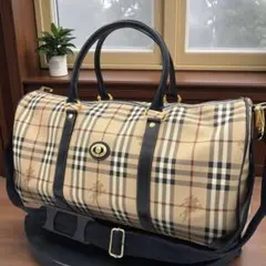 バーバリー ノバチェック 2way レザー ボストンバッグ ショルダーバッグ